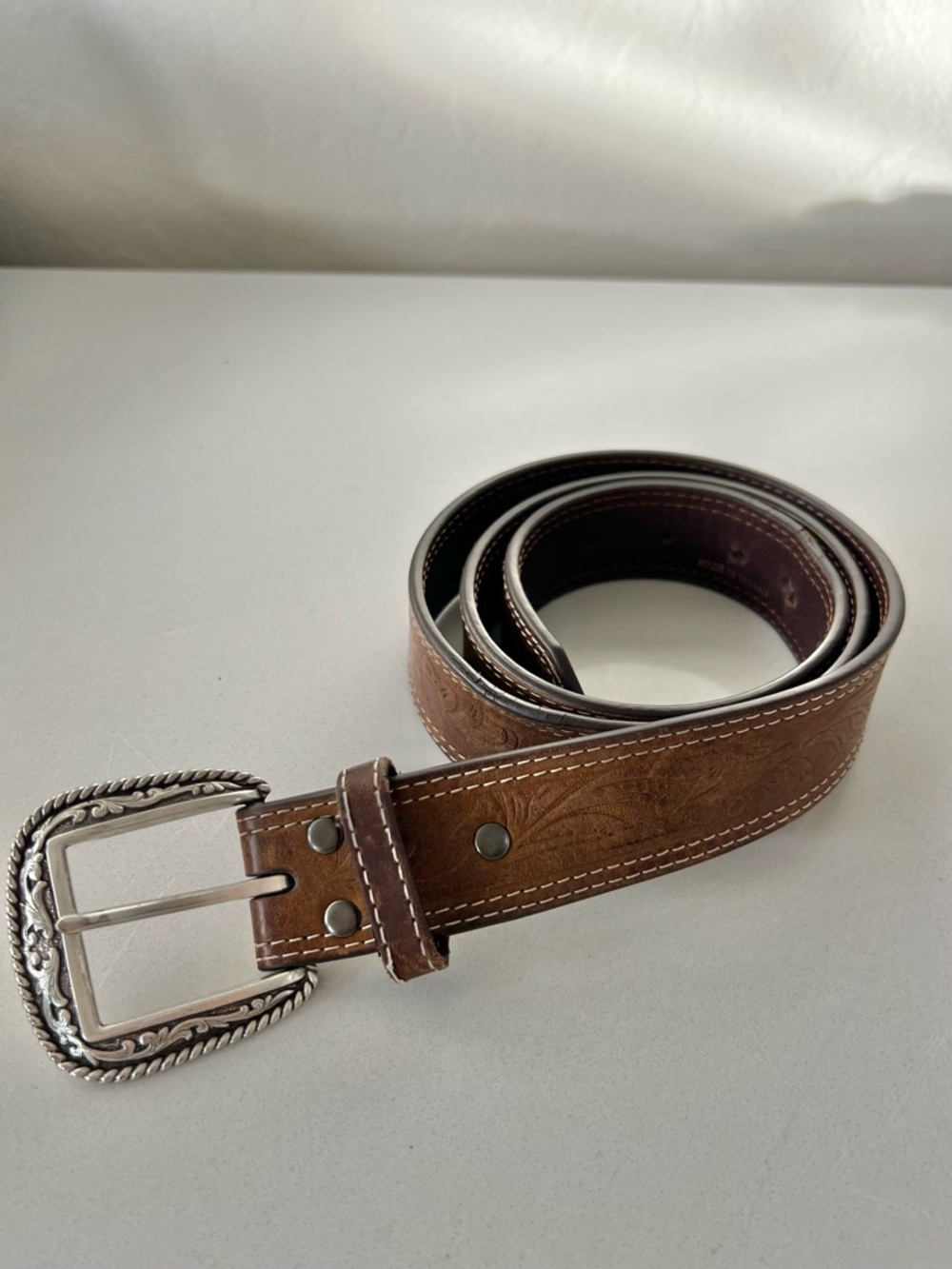 Ariat 2007 Limited Edition Buckle & Belt Western Tooled Leather Belt Size 36